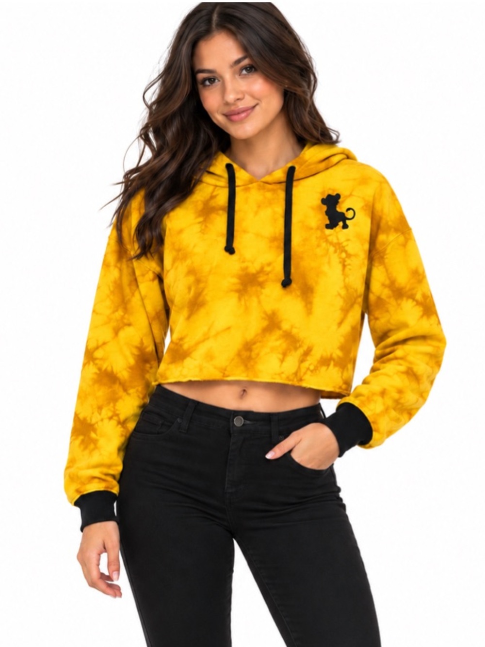 Disney Yellow Lion King Cropped Hoodie
